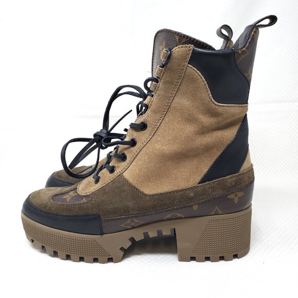 Louis Vuitton Women's Laureate Platform Desert Boots Leather w/ Suede - (38 1/2) - Picture 3 of 16